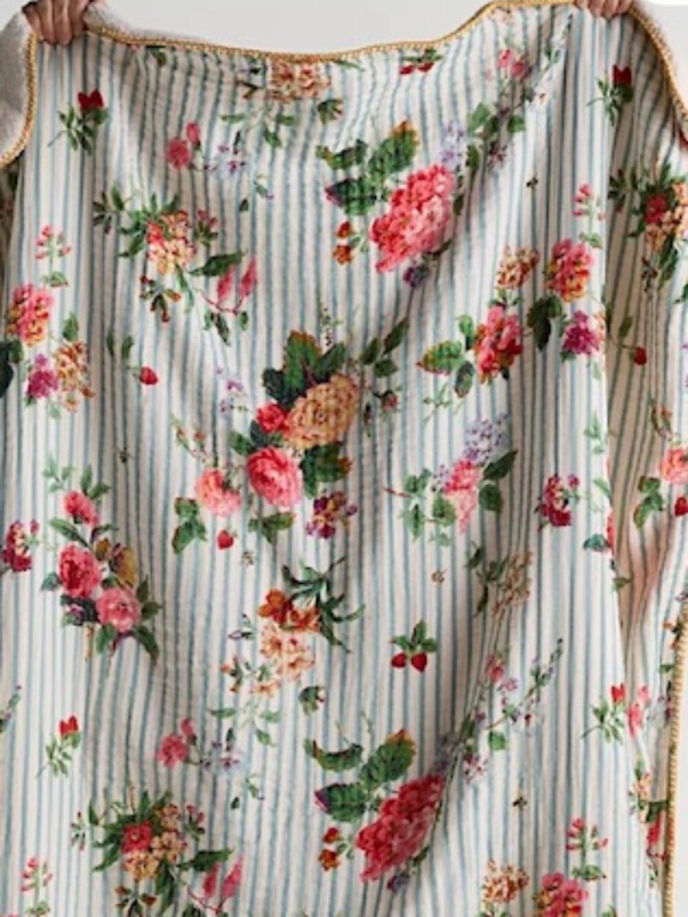 NWT Anthropologie Gauze Cotton/Sherpa Floral Printed Throw Blanket - Picture 14 of 14